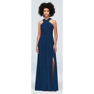 David's Bridal Crisscross High-Neck Dress